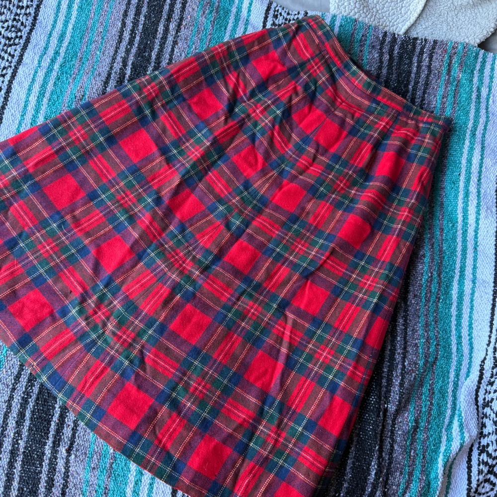 Pendleton Vintage Plaid Wool Skirt Women 12 Red High Waist ***